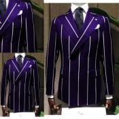 1920s Style Suit - Gangster Suit - Pinstripe Suit - Double Breasted Suits - Black and Gold Pinstripe - Purple and White Pinstripe