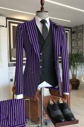  1920s Style Suit - Gangster Suit - Pinstripe Suit - Double Breasted Suits - Purple and White Pinstri