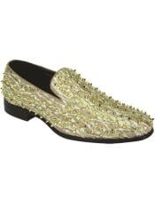  Mens Fashion Dress Shoes - Wavy Spikes - Gold