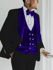 White and Black and Royal Blue Tuxedo - Prom Wedding Suit - Two Toned