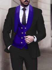  White and Black and Royal Blue Tuxedo - Prom Wedding Suit -