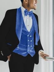  Black and Sky Blue Tuxedo - Prom Wedding Suit
