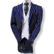  1920s Style Suit - Gangster Suit - Pinstripe Suit - Double Breasted Suits - Navy Blue and White