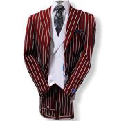  1920s Style Suit - Gangster Suit - Pinstripe Suit - Double Breasted Suits - Red and White Pinstripe