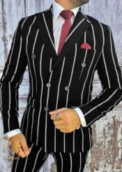  1920s Style Suit - Gangster Suit - Pinstripe Suit - Double Breasted Suits - Black and White Pinstrip