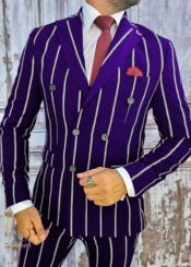  1920s Style Suit - Gangster Suit - Pinstripe Suit - Double Breasted Suits - Purple and White Pinstri