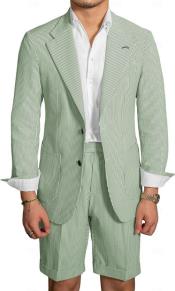  Mens Suits With Shorts - Sage Seersucker Suits - Summer Fabric
