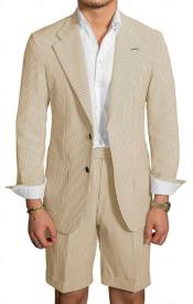  Mens Suits With Shorts - Champagne Seersucker Suits - Summer Fabric