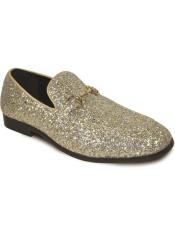  Mens Prom Tuxedo Loafer - Gold Prom Shoe - Party Shoe