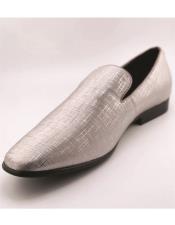  Mens Prom Tuxedo Loafer - Silver Prom Shoe - Party Shoe