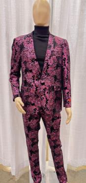  Mens Paisley Suit - Pink Floral Suit - Prom Party Suit