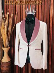  White and Rose Gold - White and Mauve Tuxedo - Ultimate Classic