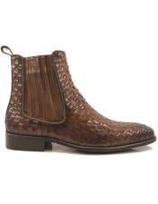  Basket Weave Leather Chelsea Boot Whisky