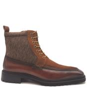  Burnished Calfskin and Suede Slip-On Boot Brown