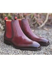  Calfskin Leather Chelsea Boot Burgundy