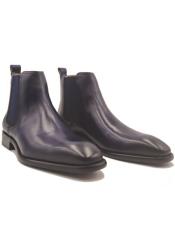  Calfskin Leather Chelsea Boot Navy