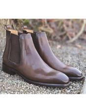  Calfskin Leather Chelsea Boot Chestnut