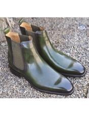  Calfskin Leather Chelsea Boot Olive