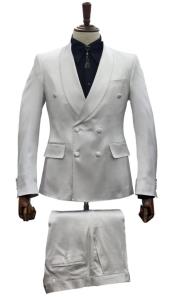  White Satin Double-Breasted Suit
