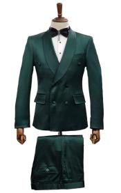  Green Satin Double-Breasted Suit