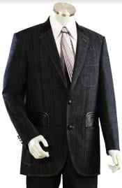  Denim Suit - Denim Blazer - Jean Fabric Suit - Patch Pocket - Black w/Brass Accents