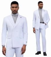  Stacy Adams Suits - Double Breasted Suits 2024 Stacy Adams Double-Breasted Peak Lapel Mens Suit White