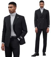  Stacy Adams Suits - Double Breasted Suits 2024 Stacy Adams Double-Breasted Peak Lapel Mens Suit Black