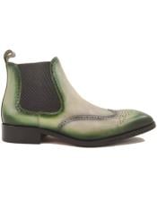  Leather Chelsea Boot With Lightweight Sole Green ~ Bone