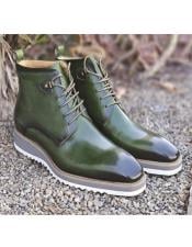  Burnished Calfskin Lace-Up Boot Green