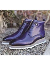  Burnished Calfskin Lace-Up Boot Navy