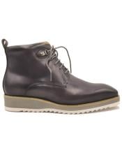  Burnished Calfskin Lace-Up Boot Gray