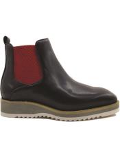  Mens Patina Chelsea Boot Black ~ Red
