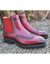 Lug Sole Chelsea Boot with Wingtip Toe Burgundy