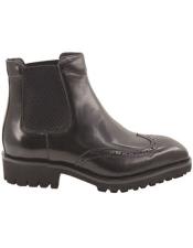  Lug Sole Chelsea Boot with Wingtip Toe Black