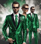  Mens Sequin Suit - Emerald Green Tuxedo - Party Suits - Stage