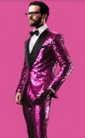  Mens Sequin Suit - Hot Pink