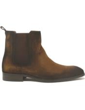  Leather Suede Chelsea High Boots Brown