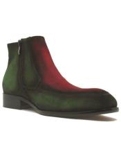  Two Tone Suede Chelsea Boots Emerald ~ Red