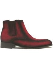  Leather Suede Chelsea Boots Red