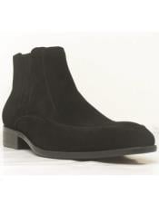  Leather Suede Chelsea Boots Black