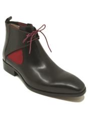  Calfskin Lace-up Chukka Boot Black ~ Red Gore