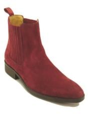  Leather Suede Chelsea Boots Burgundy