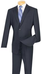  Carlo Lusso Suit - Mens Suit Modern Fit 2 Button Notch Side Vented in Navy