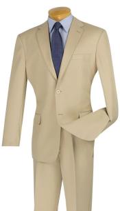  Carlo Lusso Suit - Mens Suit Modern Fit 2 Button Notch Side Vented in Beige