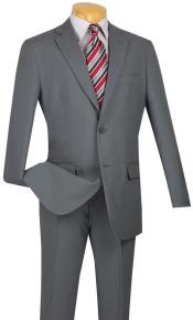  Carlo Lusso Suit - Mens Suit Modern Fit 2 Button Notch Side Vented in Gray