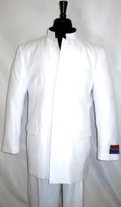  White Wedding Suit - Mandarin Suit - Chinese Collar Suit