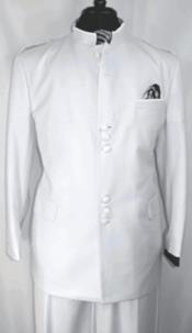  White Wedding Suit - Mandarin Suit - Chinese Collar Suit
