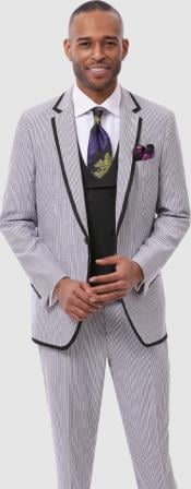  Seersucker Suit - Summer Suit - Stripe Suits For Men - Black
