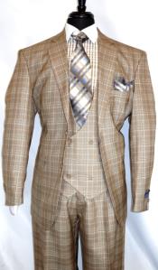  Plaid Suit For Summer - Khaki Color Suit - Camel Suit With