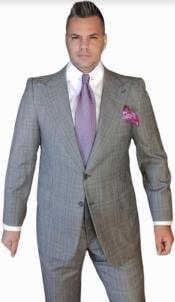  Gray Plaid Suit - Athletic Cut - Classic Fit Suits With Pleated